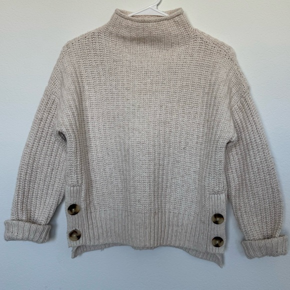 Madewell Sweaters - Madewell chunky knit, mock neck side- button pullover wool sweater sz small